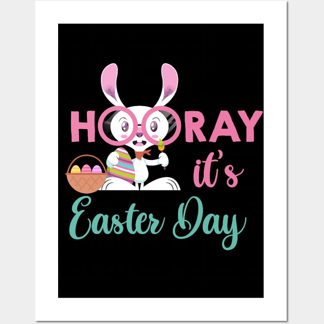 Hooray it's easter day funny Bunny Ears easter day gifts for kids Wall Art by zrika